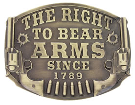 Right to bear Arms with pistols buckle in brass